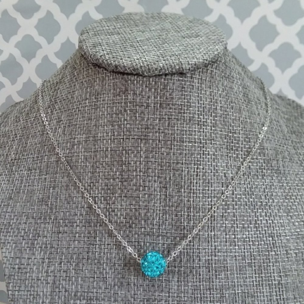 Turquoise Rhinestone Bead Necklace - Picture 3 of 5
